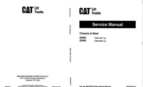 Caterpillar Lift Truck Dp80 Service Manuals - Complete Set - Pdf 