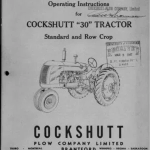 Cockshutt 30 Tractor Operating Instructions Manual - PDF DOWNLOAD