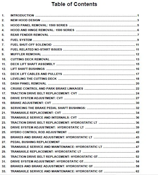 Cub Cadet 1000 & 1500 Series Riding Tractors Service Manual - PDF DOWNLOAD - Image 2