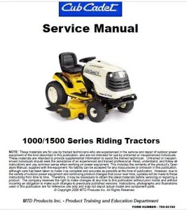 Cub Cadet 1000 & 1500 Series Riding Tractors Service Manual - PDF DOWNLOAD