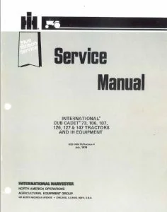 Cub Cadet 73 106 107 126 127 & 147 Tractors Service Manual - PDF DOWNLOAD