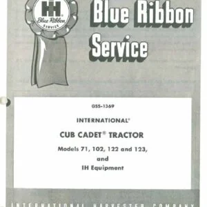 Cub Cadet Tractor 71 102 122 & 123 Garden Tractor Chassis Service Manual - PDF DOWNLOAD