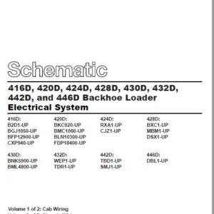 EN CAT Backhoe Loader 416D 420D 424D 428D 430D 432D 442D and 446D Backhoe Loader Electrical System Schematic Manual -PDF DOWNLOAD