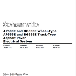 En Cat AP500E and BG500E Wheel-Type AP555E and BG555E Track-Type Asphalt Paver Electrical System Schematic Manual