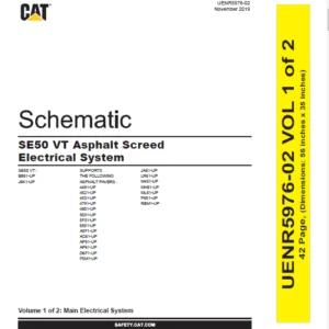 En Cat SE50 VT Asphalt Screed Asphalt Paver Electrical System Schematic Manual - PDF DOWNLOAD