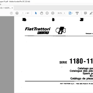 FIAT 1180 1180DT Tractor Parts Catalogue Manual - PDF DOWNLOAD