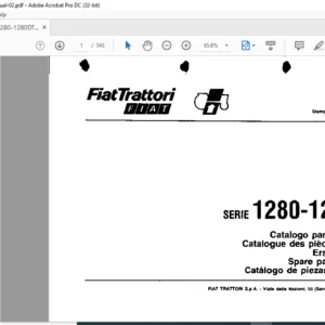 FIAT 1280 1280 DT Tractor Parts Catalogue Manual - PDF DOWNLOAD