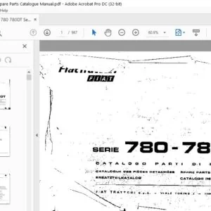 FIAT 780 780DT Series Tractor Spare Parts Catalogue Manual - PDF DOWNLOAD
