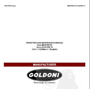Goldoni Maxter 60 Cluster 70 Tractors Operation & Maintenance Manual - PDF DOWNLOAD