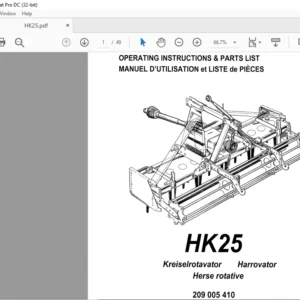 Howard HK 25 Harrovator perating Instructions & Parts List Manual - PDF DOWNLOAD