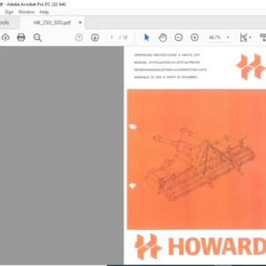 Howard HK 250 300 Parts List Manual  - PDF DONWLOAD