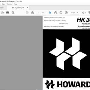 Howard нкзо Harrovator Kreiselrotavator OPERATING INSTRUCTIONS & PARTS LIST MANUAL  - PDF DOWNLOAD