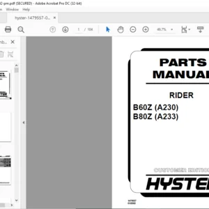Hyster B60Z (A230) B80Z(A233) Rider Parts Manual - PDF DOWNLOAD