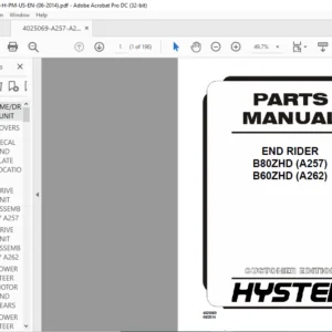 Hyster B80ZHD (A257) B60ZHD (A262) End Rider Parts Manual - PDF DOWNLOAD