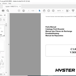 Hyster C1.0-1.3 V30XMU (A463) Parts Manual - PDF DOWNLOAD