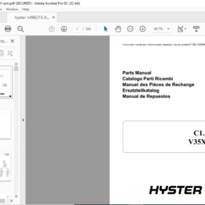 Hyster C1.5B V35XMU (A464) Parts Manual - PDF DOWNLOAD