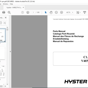 Hyster C1.8X V40XMU (A465) Parts Manual - PDF DOWNLOAD