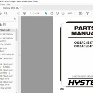 Hyster C60ZAC (B478) C80ZAC (B479) Parts Manual - PDF DOWNLOAD