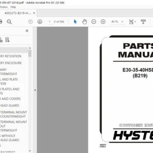 Hyster E30-35-40HSD2 (B219) Parts Manual - PDF DOWNLOAD