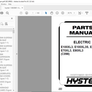 Hyster Electric E100XL3 E100XL3S E120XL3 E70XL3 E80XL3 (C098) Parts Manual - PDF DOWNLOAD