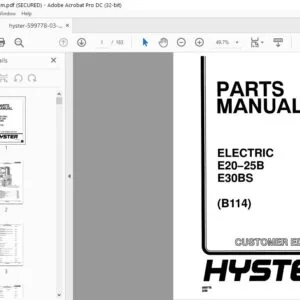 Hyster Electric E20-25B E30BS (B114) Parts Manual - PDF DOWNLOAD