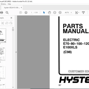 Hyster Electric E70-80-100-120XL E100XLS (C98) Parts Manual - PDF DOWNLOAD