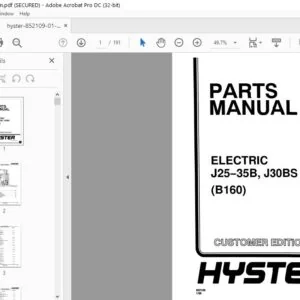 Hyster Electric J25-35B J30BS (B160) Parts Manual - PDF DOWNLOAD