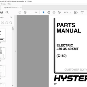 Hyster Electric J30-35-40XMT (C160) Parts Manual - PDF DOWNLOAD