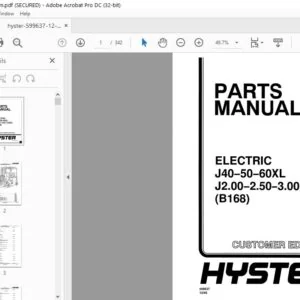 Hyster Electric J40-50-60XL J2.00-2.50-3.00XL (B168) Parts Manual - PDF DOWNLOAD