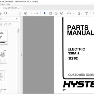 Hyster Electric N30AH (B210) Parts Manual - PDF DOWNLOAD