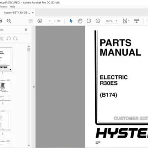 Hyster Electric R30ES (B174) Parts Manual - PDF DOWNLOAD