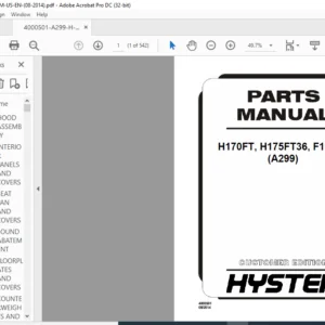 Hyster H170FT H175FT36 F190FT (A299) Parts Manual - PDF DOWNLOAD