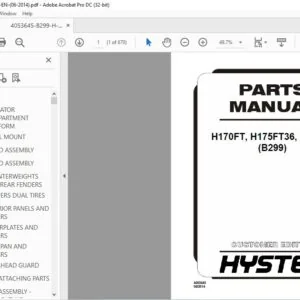 Hyster H170FT H175FT36 H190FT (B299) Parts Manual - PDF DOWNLOAD