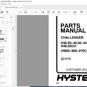 Hyster H36.00-40.00-44.00C H48.00CH (H800-880-970C 1050CH) (C117) Parts Manual - PDF DOWNLOAD