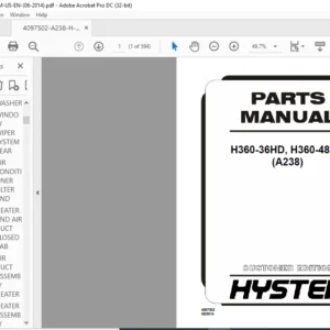 Hyster H360-36HD H360-48HD (A238) Parts Manual - PDF DOWNLOAD