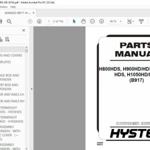 Hyster H800HDS, H900HD/HDS, H970HD/HDS, H1050HD/HDS (B917) Parts Manual - PDF DOWNLOAD