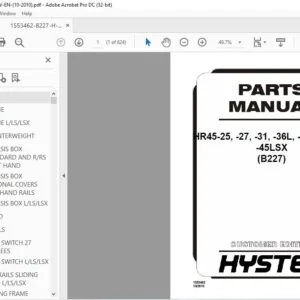 Hyster HR45-25 -27 -31 -36L -40LS -40S -45LSX (B227) Parts Manual - PDF DOWNLOAD