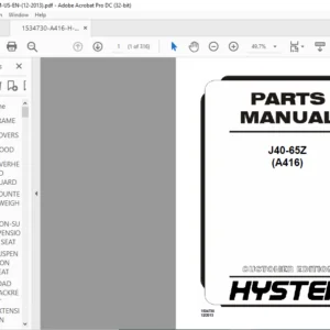 Hyster J40-65Z (A416) Parts Manual - PDF DOWNLOAD