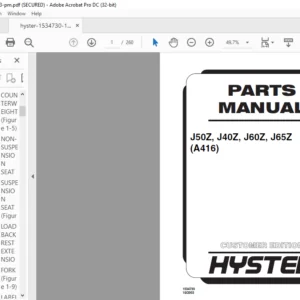 Hyster J50Z J40Z J60Z J65Z (A416) Parts Manual - PDF DOWNLOAD