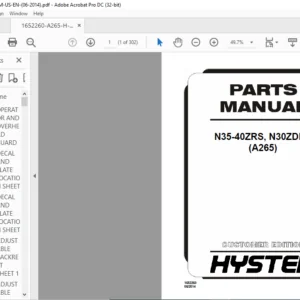 Hyster N35-40ZRS N30ZRDS (A265) Parts Manual - PDF DOWNLOAD