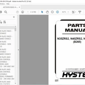 Hyster N35ZRS2 N40ZRS2 N30ZDRS2 (B265) Parts Manual - PDF DOWNLOAD