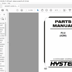 Hyster P2.0 (A290) Parts Manual - PDF DOWNLOAD