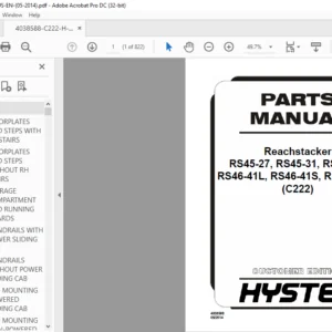 Hyster Reachstacker RS45-27 RS45-31 RS46-36 RS46-41L RS46-41S RS46-41LS (C222) Parts Manual - PDF DOWNLOAD
