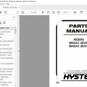 Hyster Riders B60ZAC (B230) W80ZAC (C233) Parts Manual - PDF DOWNLOAD