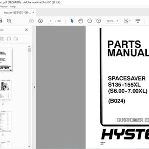 Hyster S135-155XL (S6.00-7.00XL) (B024) SpaceSaver Parts Manual - PDF DOWNLOAD