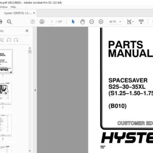 Hyster S25-30-35XL (S1.25-1.50-1.75XL) (B010) SpaceSaver Parts Manual - PDF DOWNLOAD