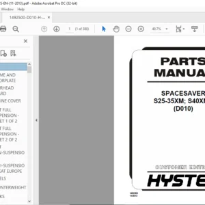 Hyster SPACESAVER S25-35XM; S40XMS (D010) Parts Manual - PDF DOWNLOAD