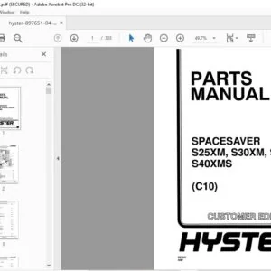 Hyster Spacesaver S25XM S30XM S35XM S40XMS (C10) Parts Manual - PDF DOWNLOAD