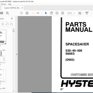 Hyster Spacesaver S30-40-50E S60ES (D002) Parts Manual - PDF DOWNLOAD