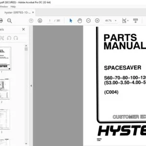 Hyster Spacesaver S60-70-80-100-120E (S3.00-3.50-4.00-5.00-5.50E) (C004) Parts Manual - PDF DOWNLOAD